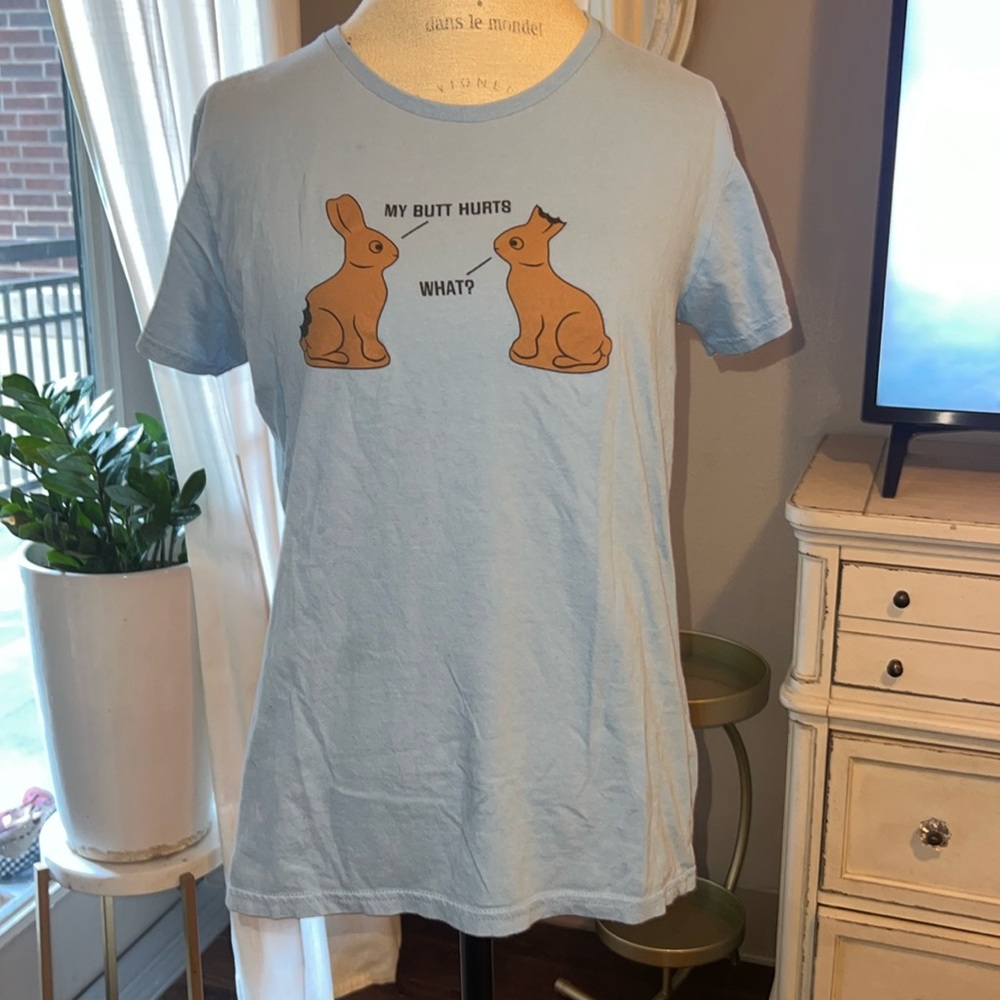 Snorg Tees Funny Name Funnier Shirts chocolate Easter Bunny t-shirt womens Large